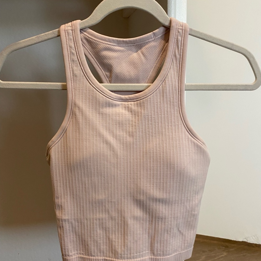 Lululemon Athletica Tan Ribbed Sleeveless Crop Top